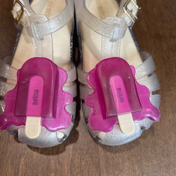 Mini Melissa Aranha VIII Popsicle Sandals Toddler Girls Size 10 Glitter Jelly - Picture 2 of 10